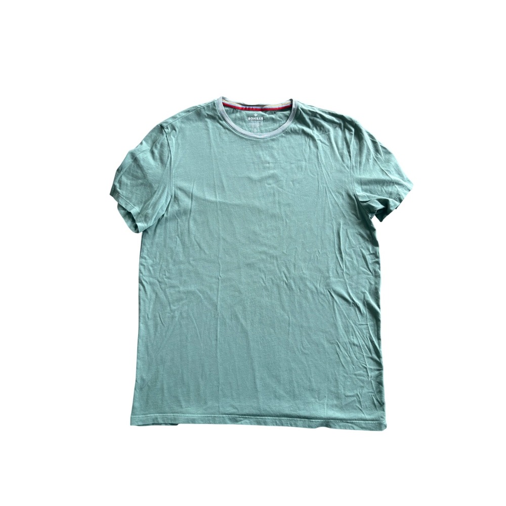 Bombas Mens Pima Cotton Crew Neck T-Shirt Sage Green Short Sleeve Size M